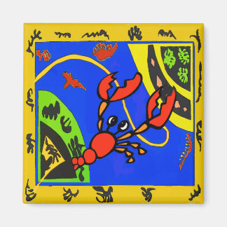Lobster, Crayfish Abstract, Matisse Style Magnet