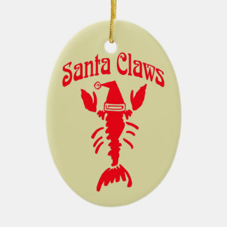 Lobster Crayfish Santa Claws, Edit Text Ceramic Ornament
