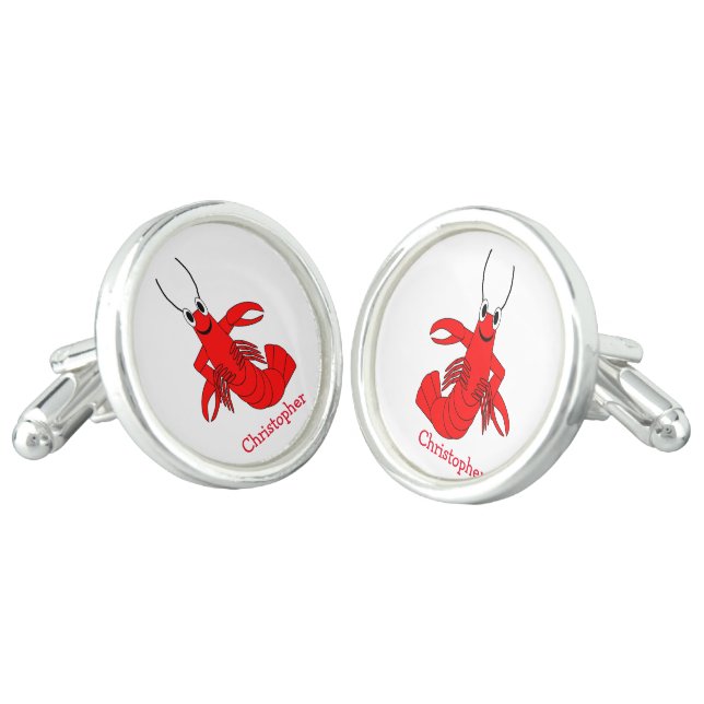 Lobster Design Personalised Cufflinks (Angled)
