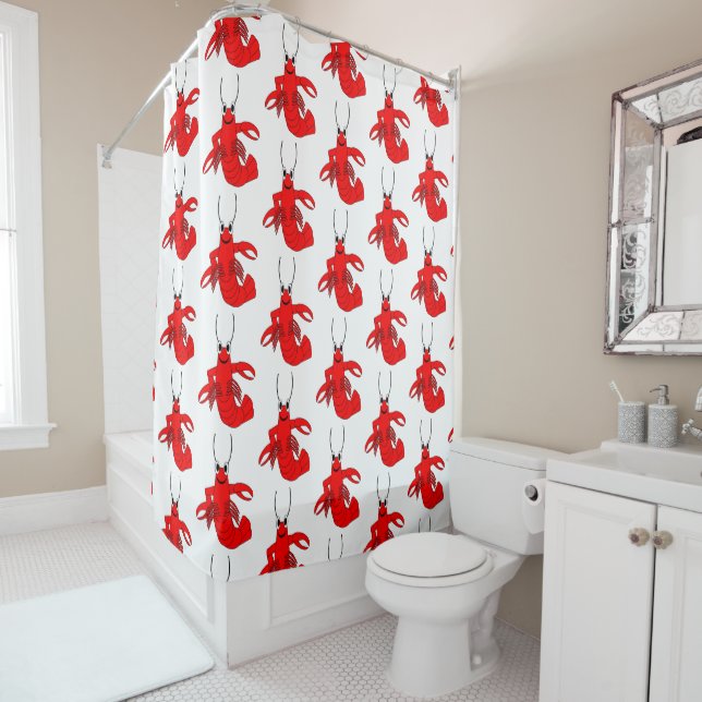 Lobster Design Shower Curtain (In Situ)