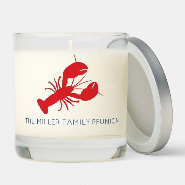 Lobster Family Reunion Name Red White Blue Fun Scented Candle (Lid)