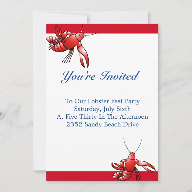 Lobster Fest Party Invitation (Front)