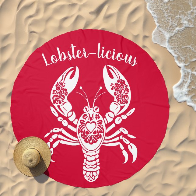 Lobster-Fisherman Core-Hawaiian-Tropical-Red Beach Towel (Beach)