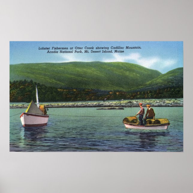 Lobster Fishermen on Otter Creek Hard at Work Poster (Front)