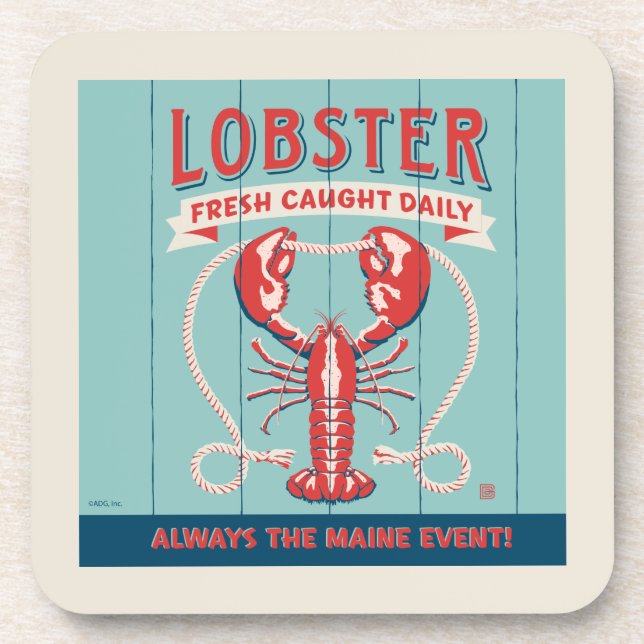 Lobster Fresh Caught Daily | Maine Beverage Coaster (Front)
