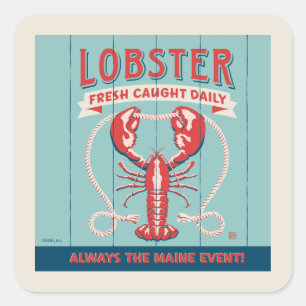 Lobster Fresh Caught Daily Maine Square Sticker