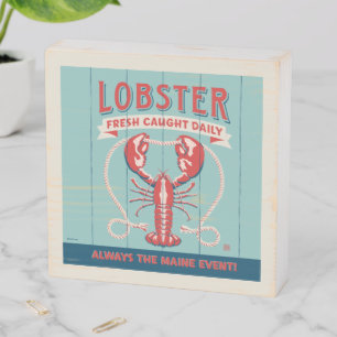 Lobster Fresh Caught Daily Maine Wooden Box Sign