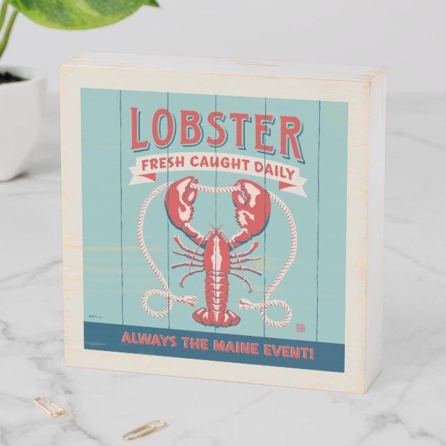 Lobster Fresh Caught Daily | Maine Wooden Box Sign (In Situ Horizontal)