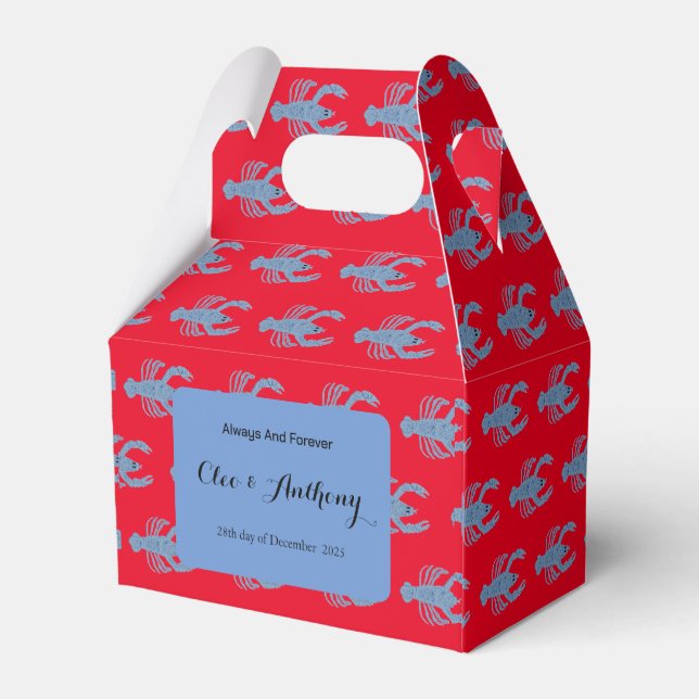 Lobster  Ginger Jars Jar Wedding Favor Box (Back Side)
