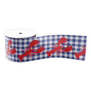 Lobster Gingham Coastal Maine Fun Grosgrain Ribbon