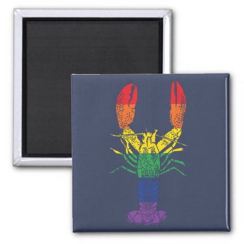 Lobster Graphic with Pride Rainbow Stripes Magnet