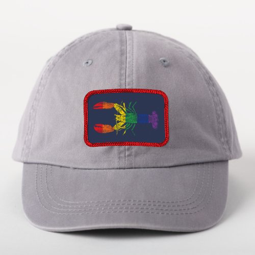Lobster Graphic with Pride Rainbow Stripes Patch