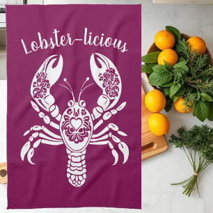 Lobster-Hawaiian-Fisherman Core-Wine Color Kitchen Towel