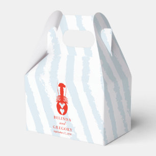 Lobster Heart Blue Stripes Nautical Beach Wedding Favor Boxes