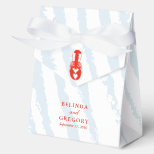 Lobster Heart Blue Stripes Nautical Beach Wedding Favor Boxes