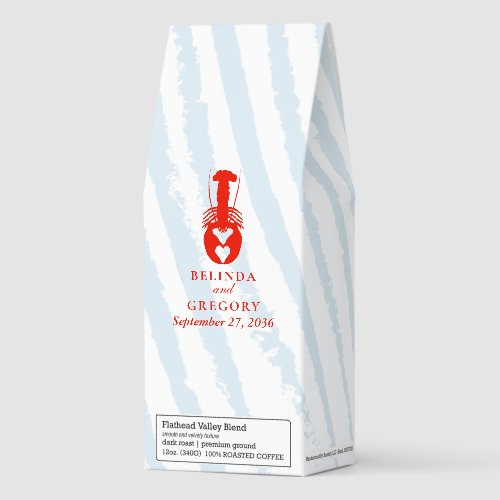 Lobster Heart Blue Stripes Nautical Beach Wedding Roasted Coffee
