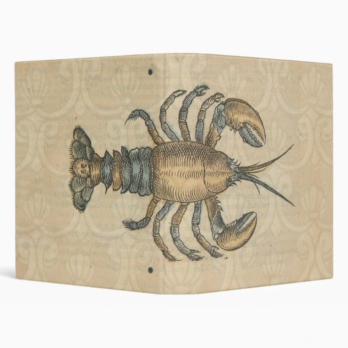 Lobster Illustration Antique Maine Seafood 3 Ring Binder