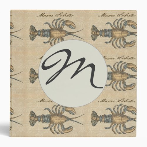 Lobster Illustration Antique Maine Seafood Binder