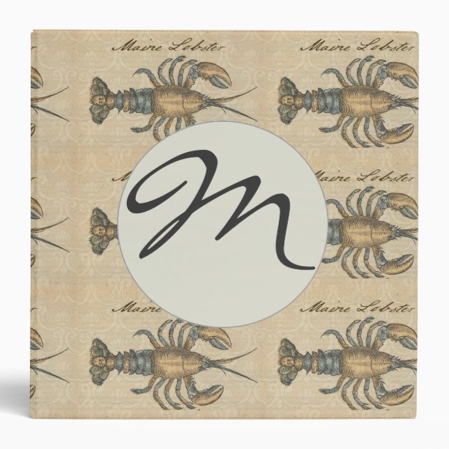 Lobster Illustration Antique Maine Seafood Binder (Front)