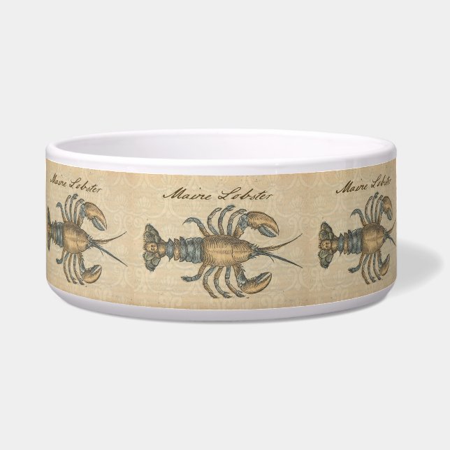 Lobster Illustration Antique Maine Seafood Bowl (Front)