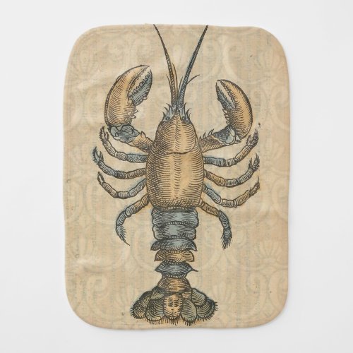 Lobster Illustration Antique Maine Seafood Burp Cloth