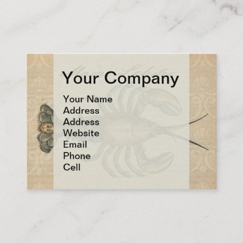 Lobster Illustration Antique Maine Seafood Business Card