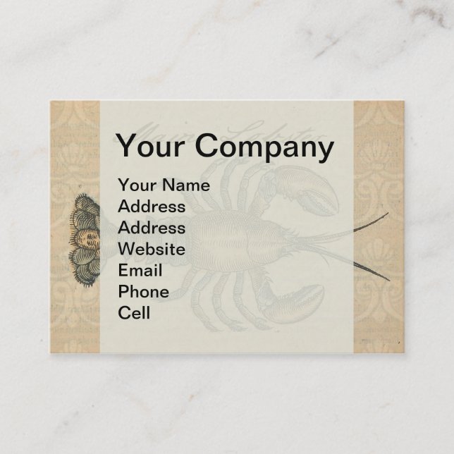 Lobster Illustration Antique Maine Seafood Business Card (Front)