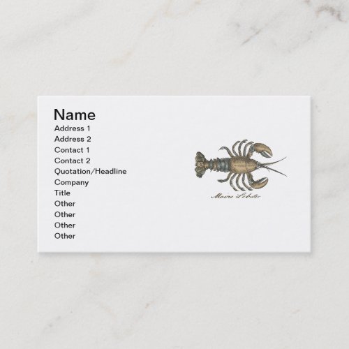 Lobster Illustration Antique Maine Seafood Business Card