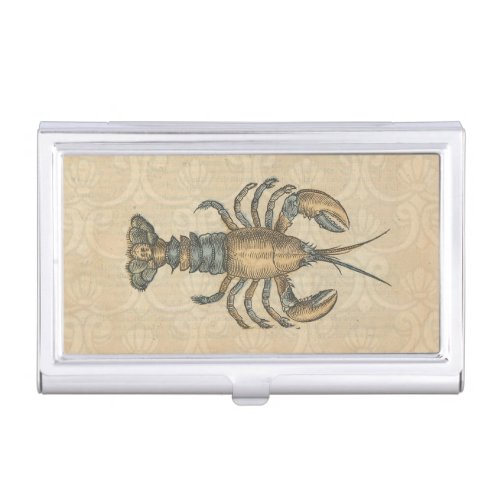 Lobster Illustration Antique Maine Seafood Case For Business Cards