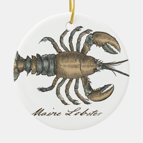 Lobster Illustration Antique Maine Seafood Ceramic Ornament