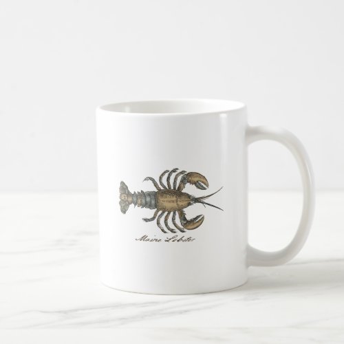 Lobster Illustration Antique Maine Seafood Coffee Mug