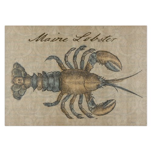 Lobster Illustration Antique Maine Seafood Cutting Board