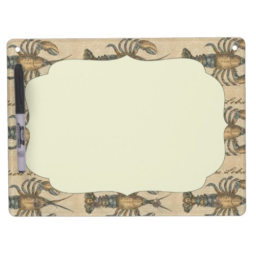 Lobster Illustration Antique Maine Seafood Dry Erase Board With Keychain Holder