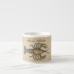 Lobster Illustration Antique Maine Seafood Espresso Cup