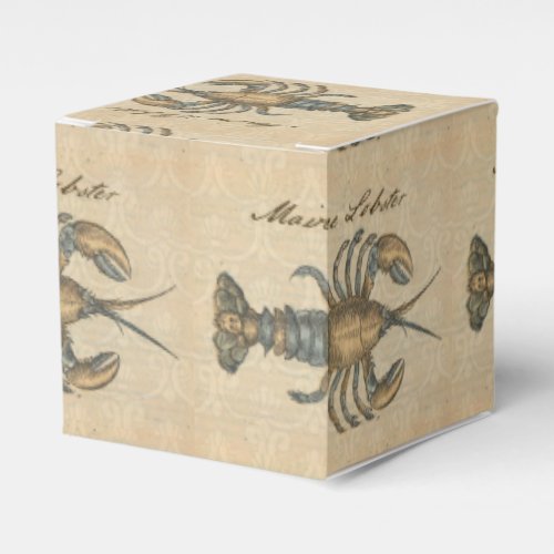 Lobster Illustration Antique Maine Seafood Favor Boxes