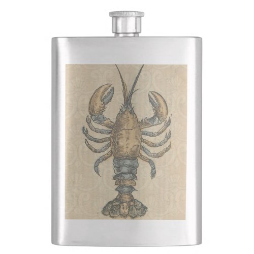 Lobster Illustration Antique Maine Seafood Flask