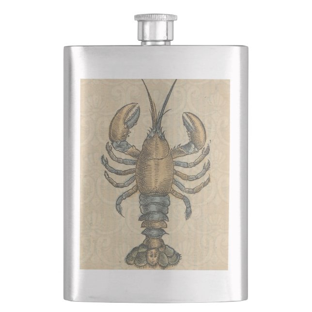Lobster Illustration Antique Maine Seafood Flask (Front)