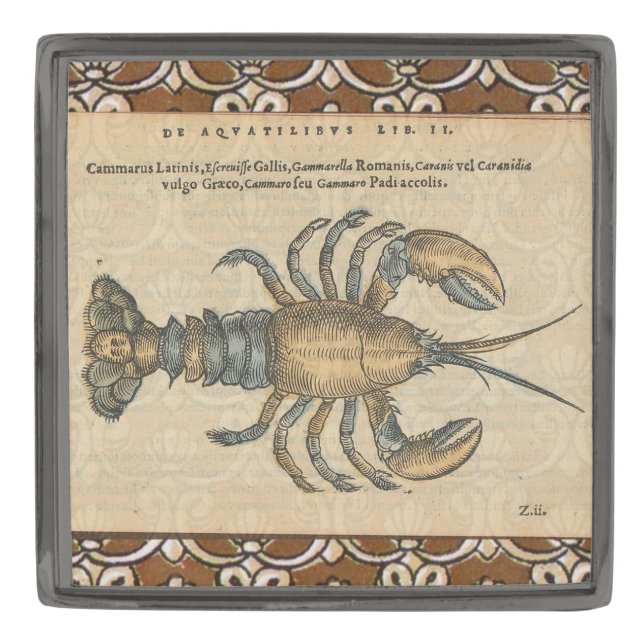 Lobster Illustration Antique Maine Seafood Gunmetal Finish Lapel Pin (Front)