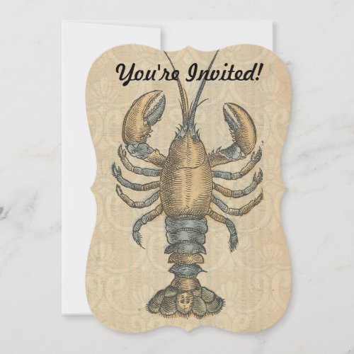 Lobster Illustration Antique Maine Seafood Invitation