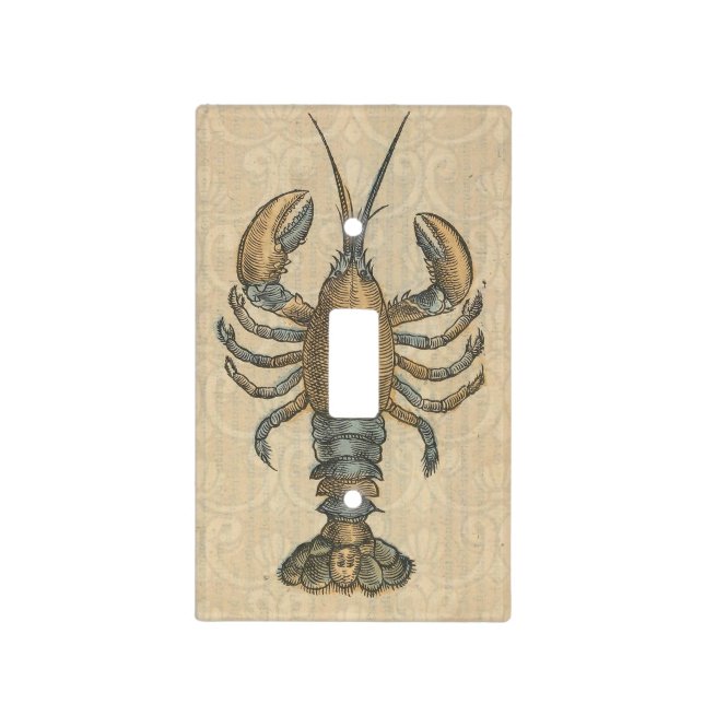 Lobster Illustration Antique Maine Seafood Light Switch Cover (Front)