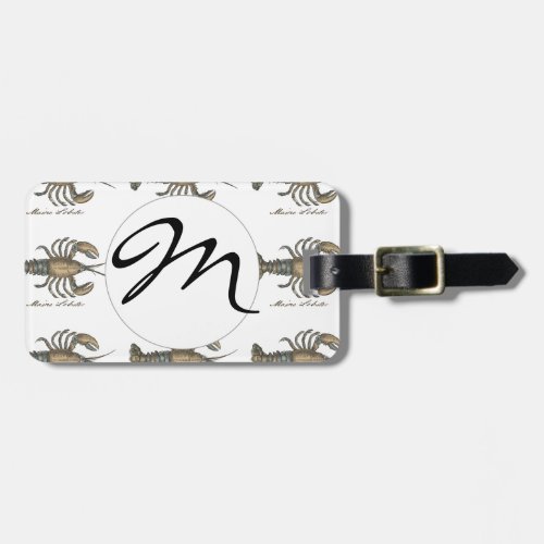 Lobster Illustration Antique Maine Seafood Luggage Tag