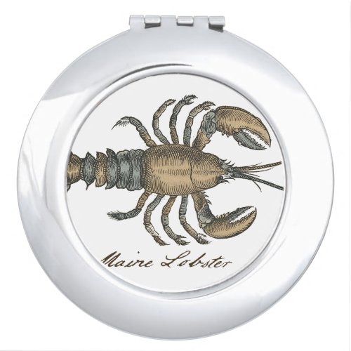 Lobster Illustration Antique Maine Seafood Makeup Mirror