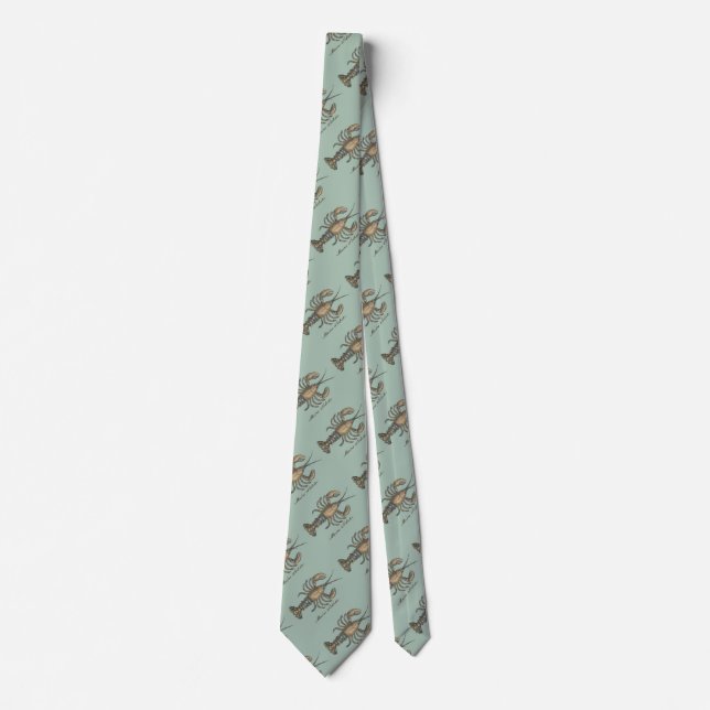 Lobster Illustration Antique Maine Seafood Neck Tie (Front)
