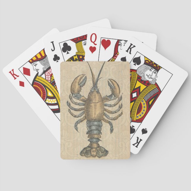 Lobster Illustration Antique Maine Seafood Poker Cards (Back)