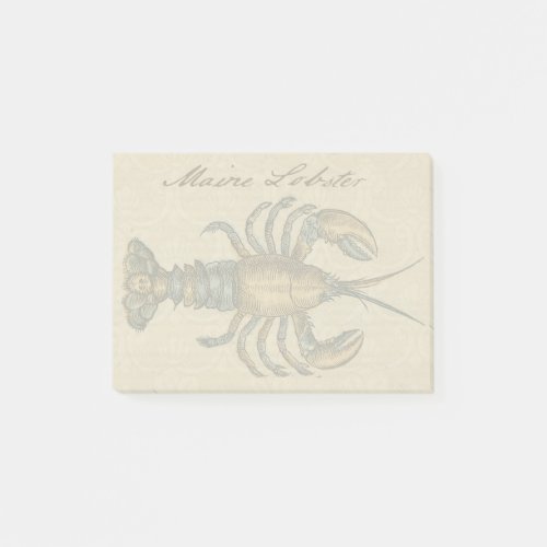 Lobster Illustration Antique Maine Seafood Post_it Notes