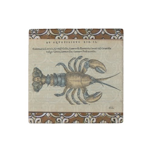Lobster Illustration Antique Maine Seafood Stone Magnet