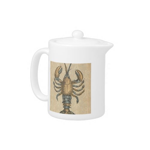 Lobster Illustration Antique Maine Seafood Teapot