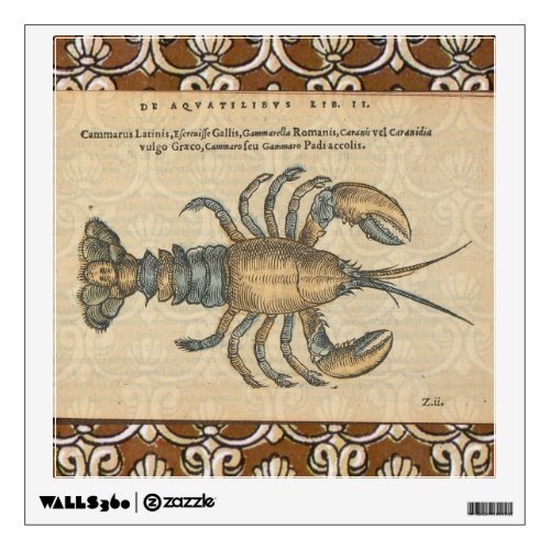 Lobster Illustration Antique Maine Seafood Wall Sticker