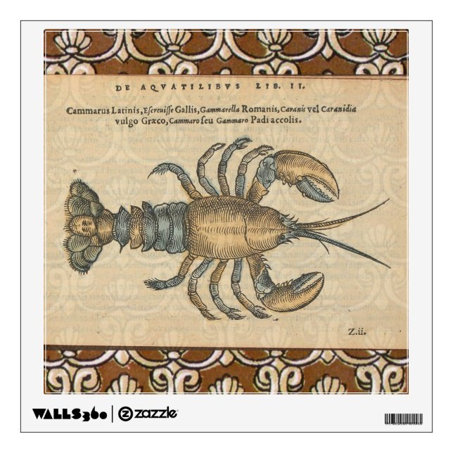 Lobster Illustration Antique Maine Seafood Wall Sticker (Front)