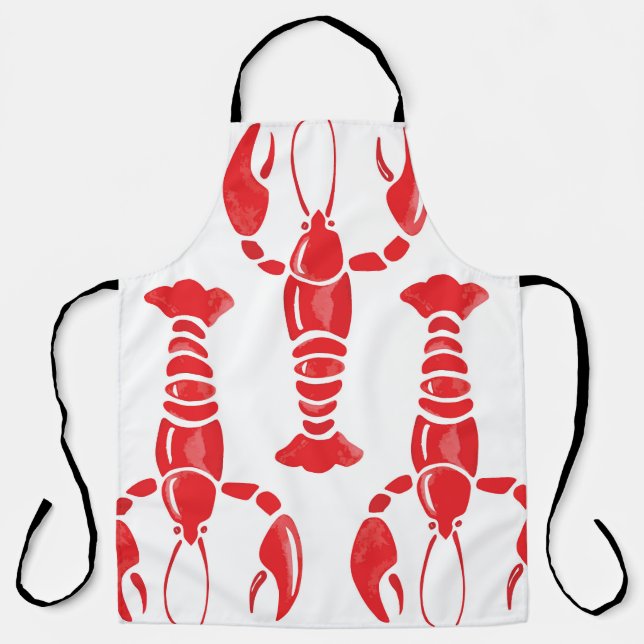 Lobster Illustration: Watercolor Seamless Backgrou Apron (Front)